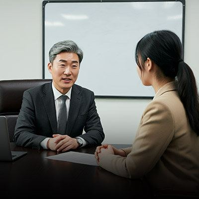 회의하는 남자와 여자