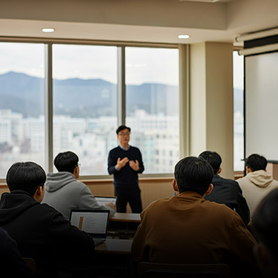 강사와 학생들 학원의 모습
